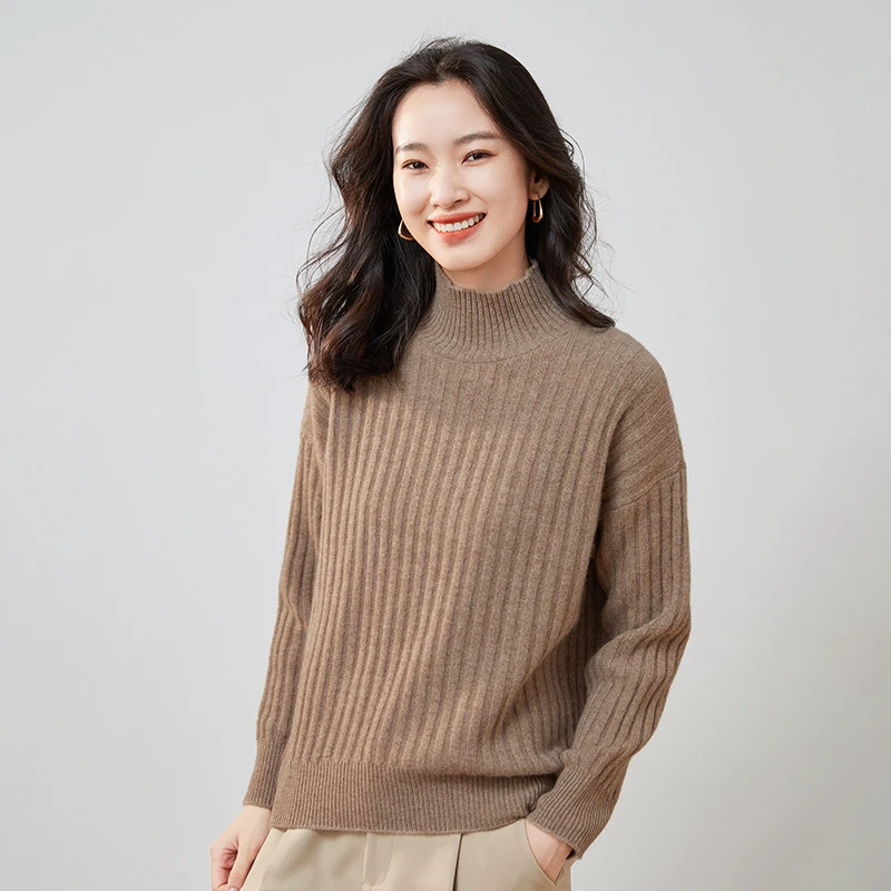 

Лидер продаж 2022, зимний женский свитер из 100% чистого кашемира, водолазка, высококачественный Мягкий Топ, женский свободный утепленный вязаный пуловер