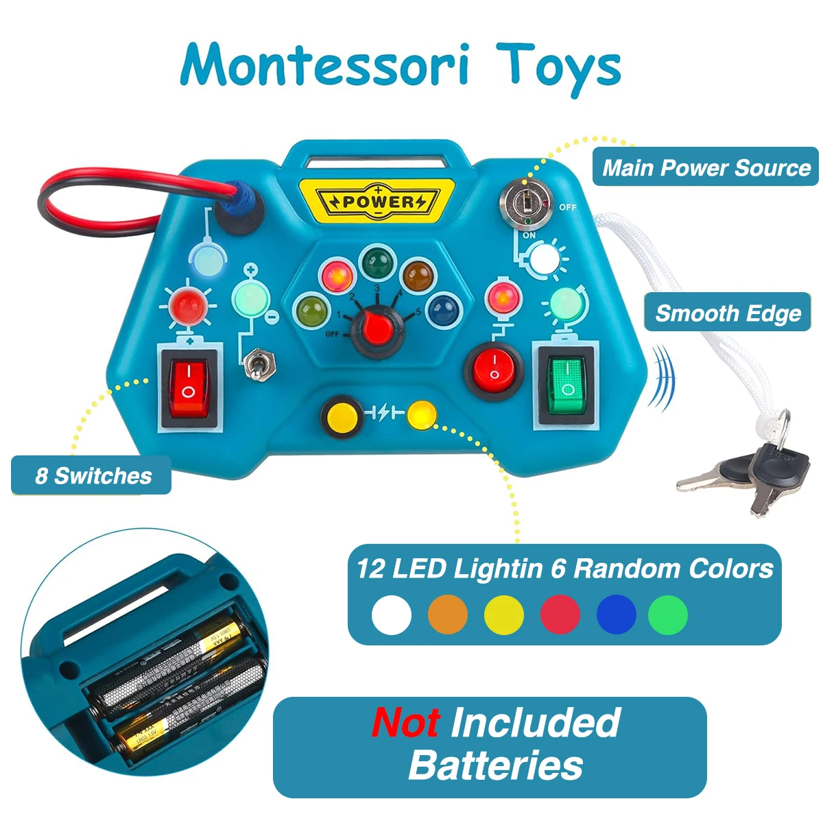 Montessori Busy Board Senzorické hračky s LED vypínačem Ovládací panel Cestovní aktivity Dětské hry pro 2-4 roky_voghion.com