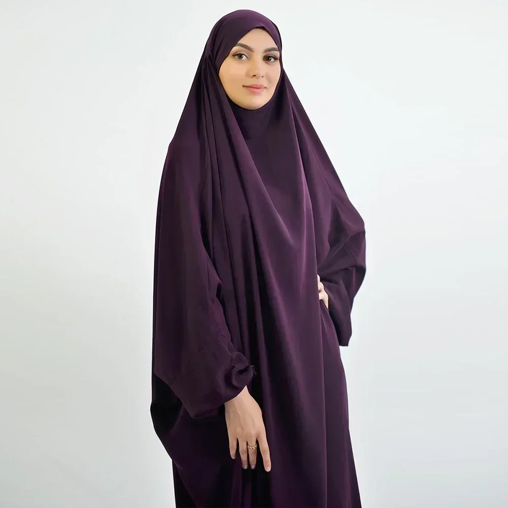 Hooded Abaya Muslim Prayer Dress Jilbab for Women Long Khimar Hijab Headcover Ramadan Gown Dubai Islamic Clothes Niqab Djellaba