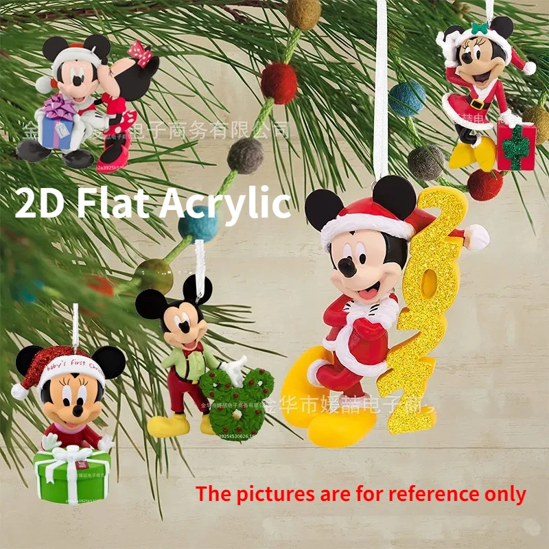 

2023 New Disney Mickey Mouse Cartoon Pendant Kawaii Toy Action Figure Christmas Series Anime Decoration Kids Party New Year Gift