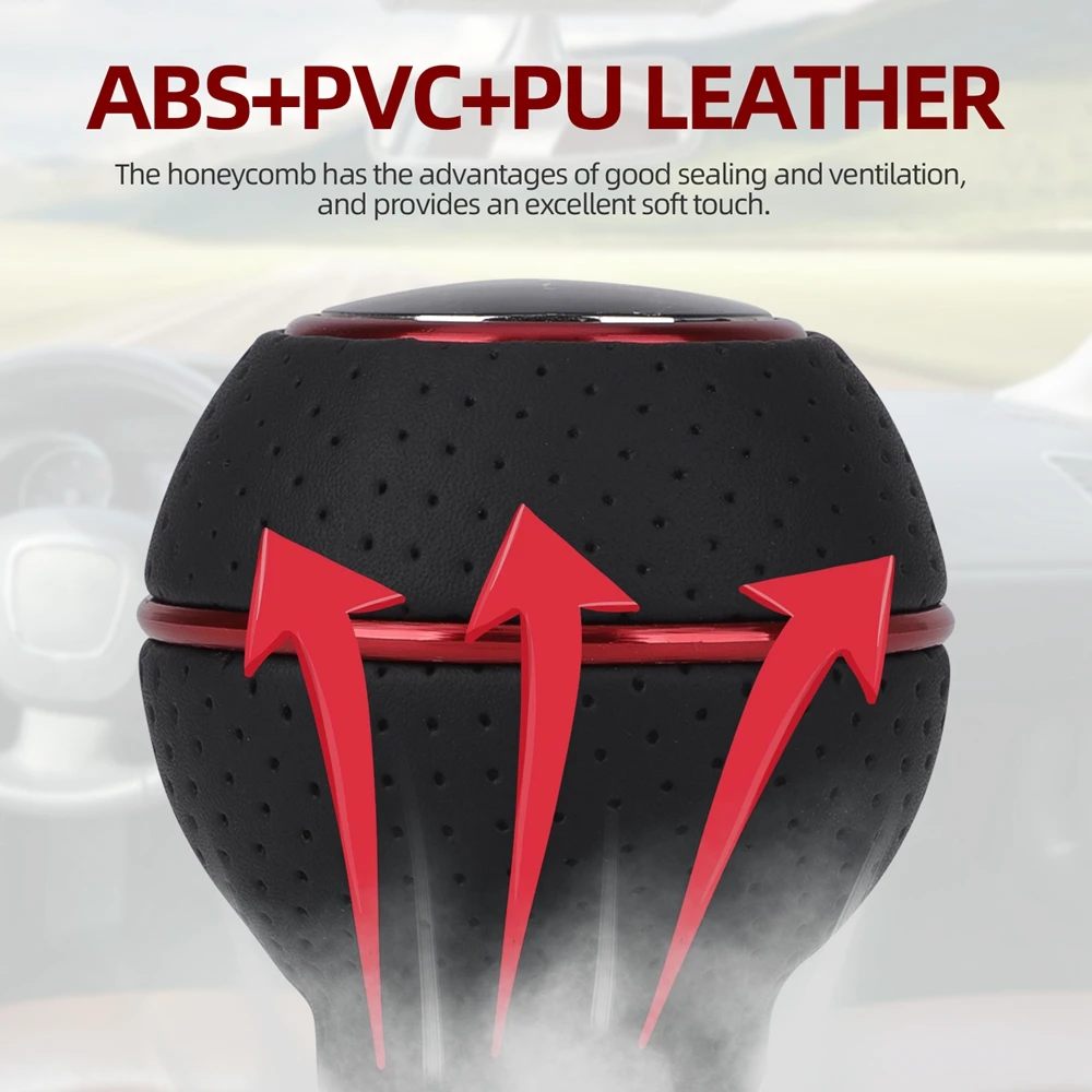 Universal 5 Speed Leather Gear Shift Knob Manual Car Gear Stick For VW HONDA NISSAN VOLVO