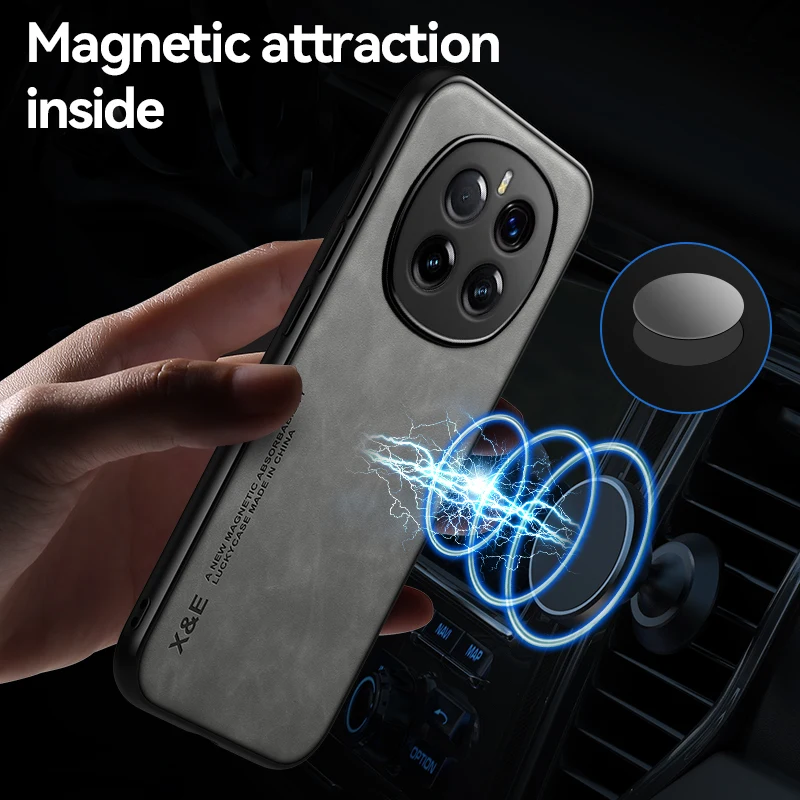 Luxury Leather Ultra Thin Car Magnetic Phone Cover