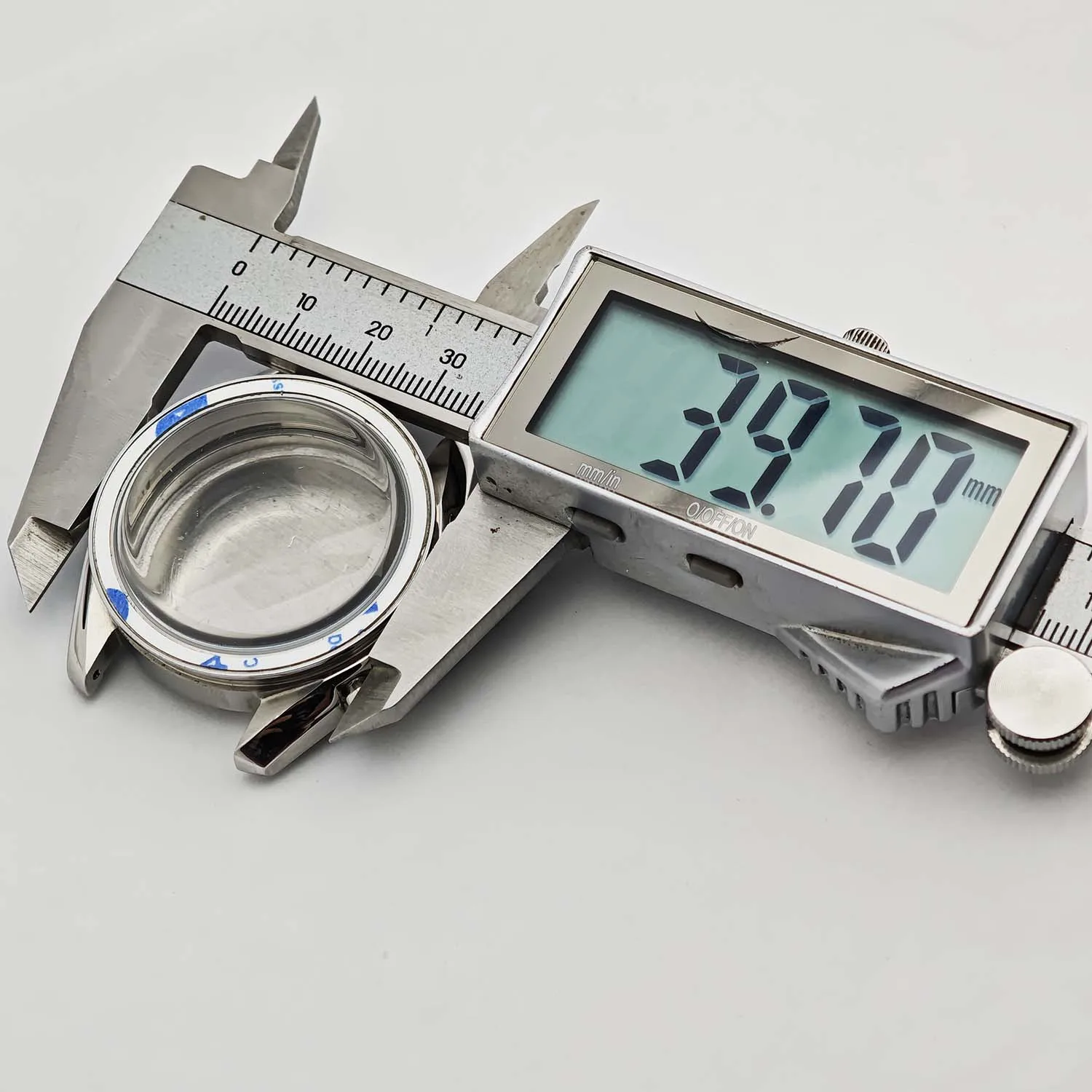 Men's 39.7mm Stainless Steel Watch Case with Moon Back Cover
