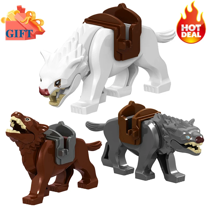 Moc Animal Mount Ring King Swan Canis lupus Arctos Grey And Brown Wolf niños Juguetes bloques niños niñas regalo figura de amigo