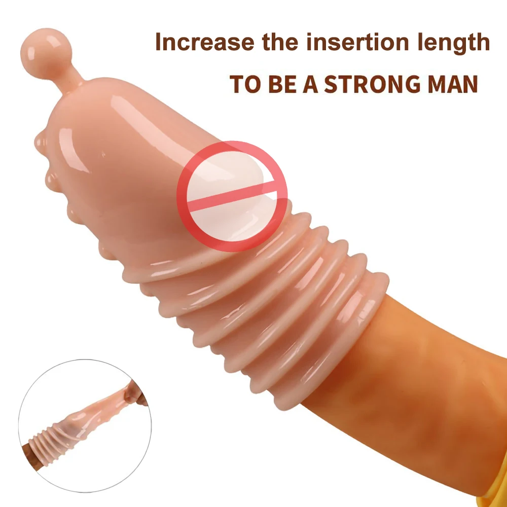 4 Types Reusable Condoms Male Penis Extension Sleeves Sperm Lock Cock Ring Dildo Cover Adult Sex Toys For Men Delay Ejaculation