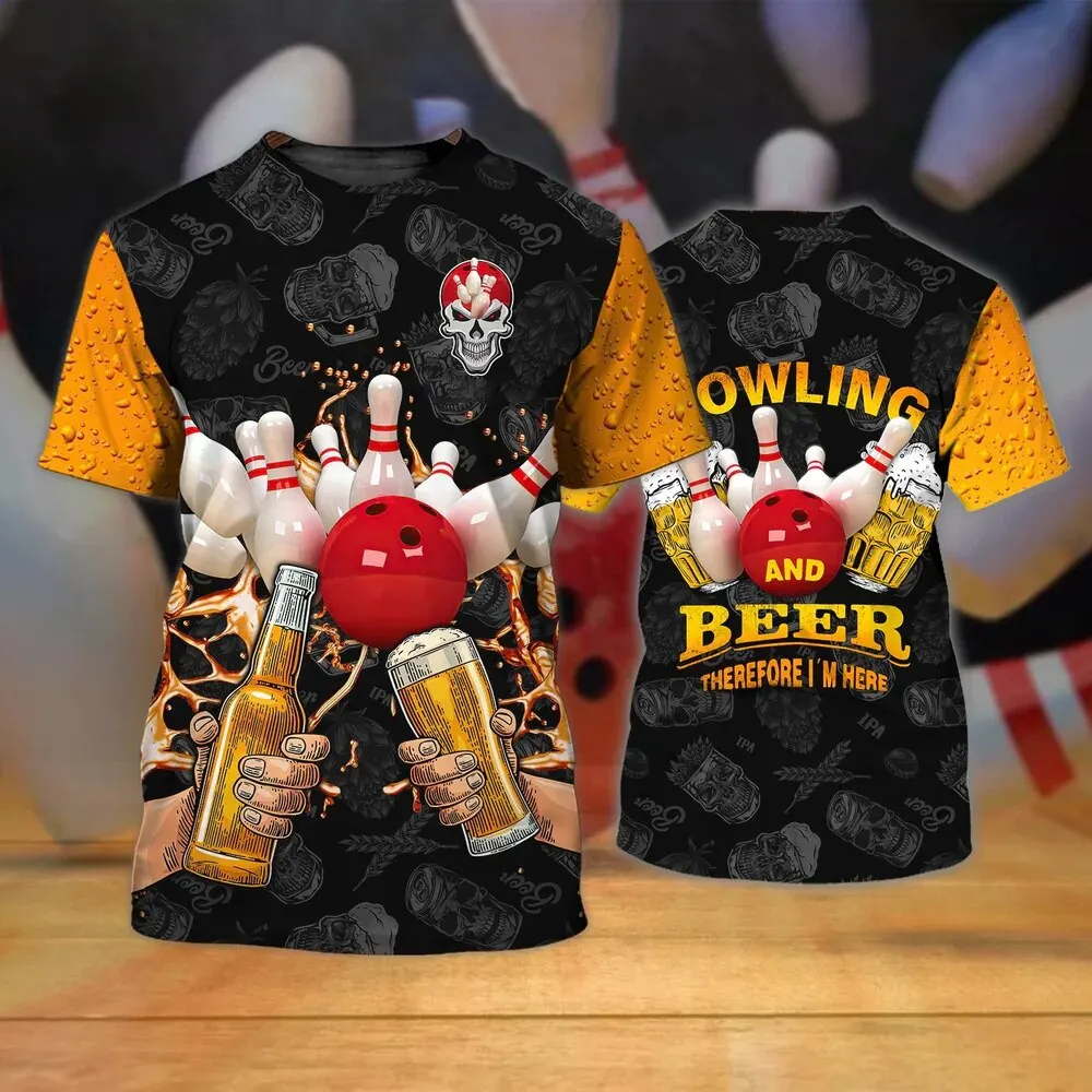 

T Shirts Men 3D Printed Bowling Jersey Tees Summer Causal Short Sleeve Tops O Neck Cotton Oversized Streetwear Men's Clothing