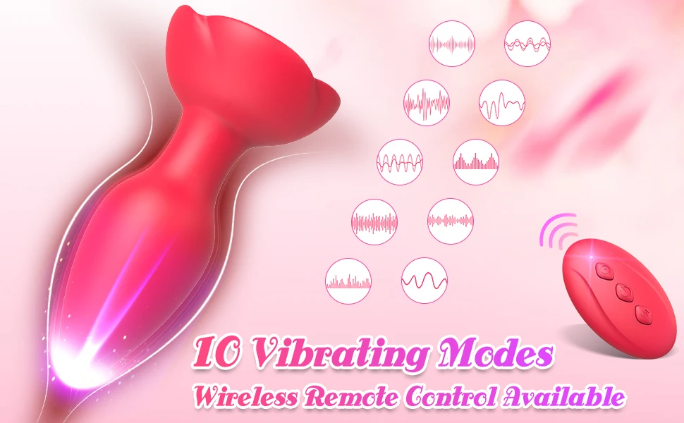 Vibratore rosa Butt plug anale Massaggiatore prostatico maschile Stimolatore clitorideo Masturbatore telecomandato Giocattolo del sesso per_voghion.com