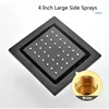 hm High Quality Ceiling Rain Shower System Set Bathroom Waterfall Rainfall LED Showe Head Panel Black Thermostatic Shower Faucet 6