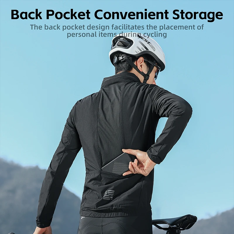 WEST BIKING Men's Cycling Windbreaker Reflective Windproof Jackets With Pocket Water Repellent Breathable Sports Running Jackets