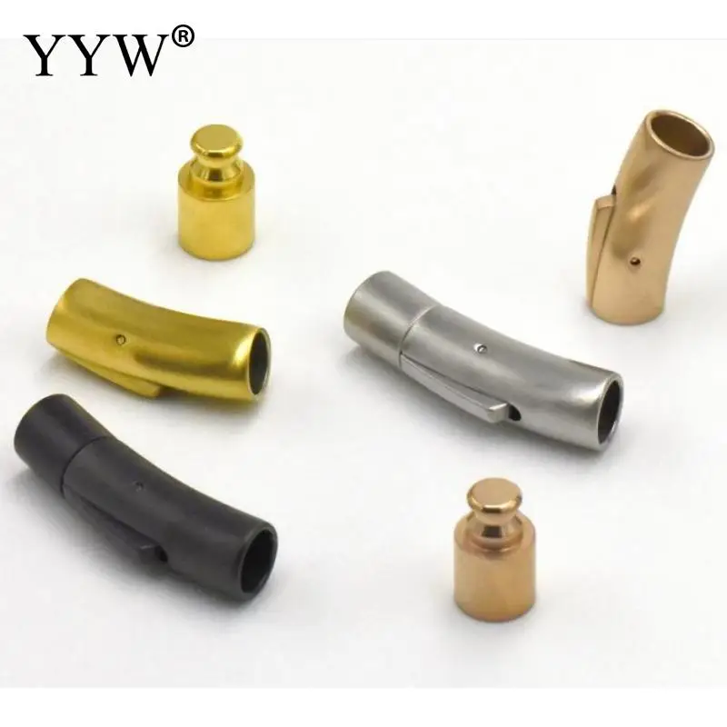 10pcs Stainless Steel Bayonet Clasp 2mm 3mm 4mm 5mm 6mm 8mm Hole PushLock Lace Buckle Leather Cord Clasps for DIY Jewelry Making