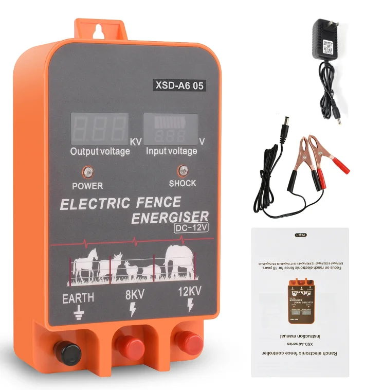 10KM Electric Fence Energizer 2.5 Joule With LCD Display 2.5 Joule 12V Energizer Controller for Farm Livestock Cows Cattle Horse 1
