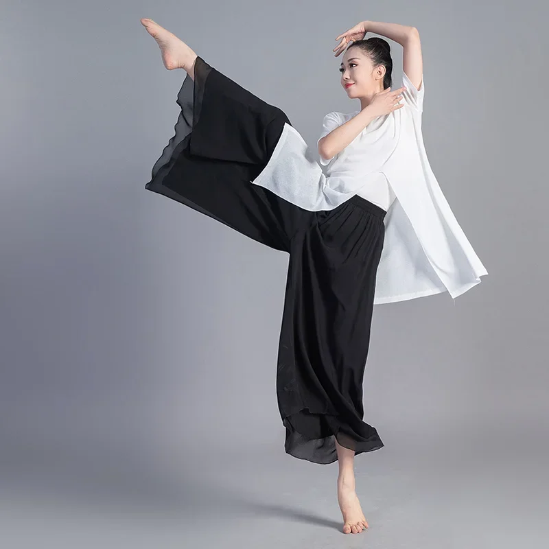 

Women Dancing Pant For Women Classical Dance Modern Dance ChineseJUSTSAIYA Dance Practice Loose Pant Long Chiffon Wide Leg Pants