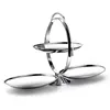 Luxury Double-layer Folding Dessert Plate Silver Cupcake Tray Cake Stands Stainless Steel for Home Decr Desktop Decoration 5