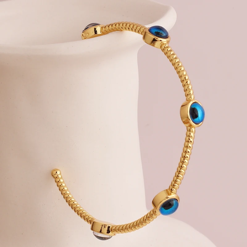 1PC Blue Lucky Evil Eye Bracelet Bangle For Women Vintage Round Turkish Eye Open Adjustable Bracelet Female Jewelry Gift 5