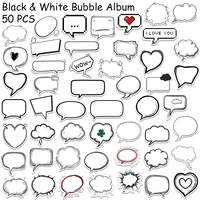 50pcs Black & White Bubble Album Stickers Decals For Phone Laptop Scrapbook DIY Waterproof Stickers Students Stationary Supplies 5