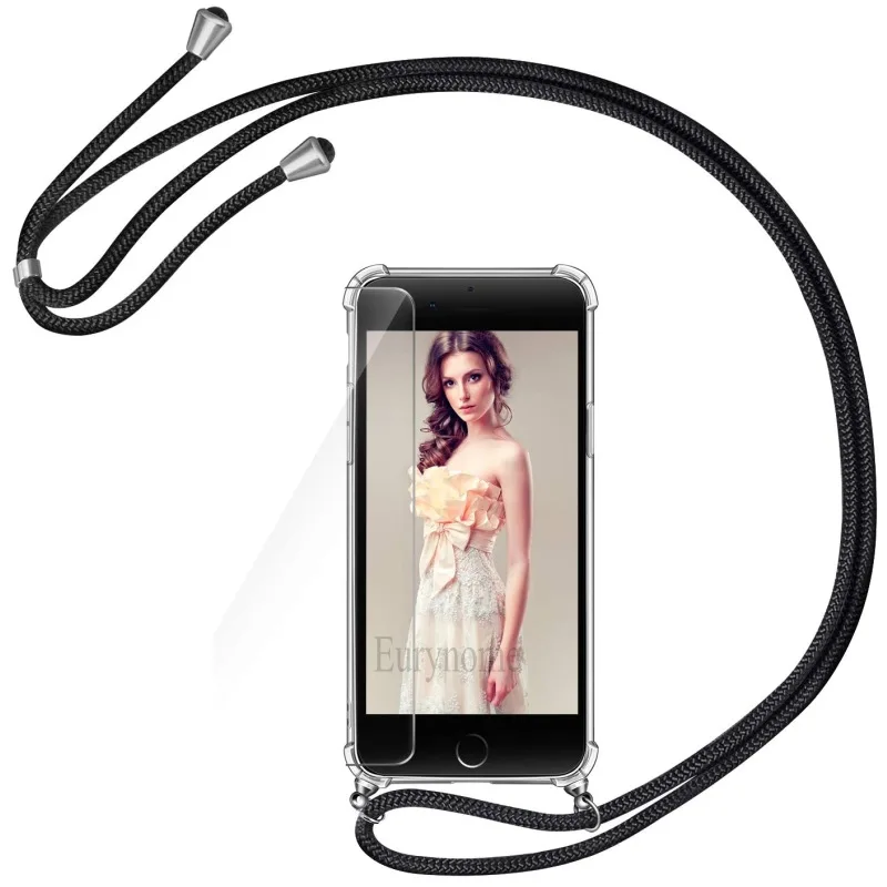 Crossbody Lanyard Necklace Clear Phone Case with Neck Strap