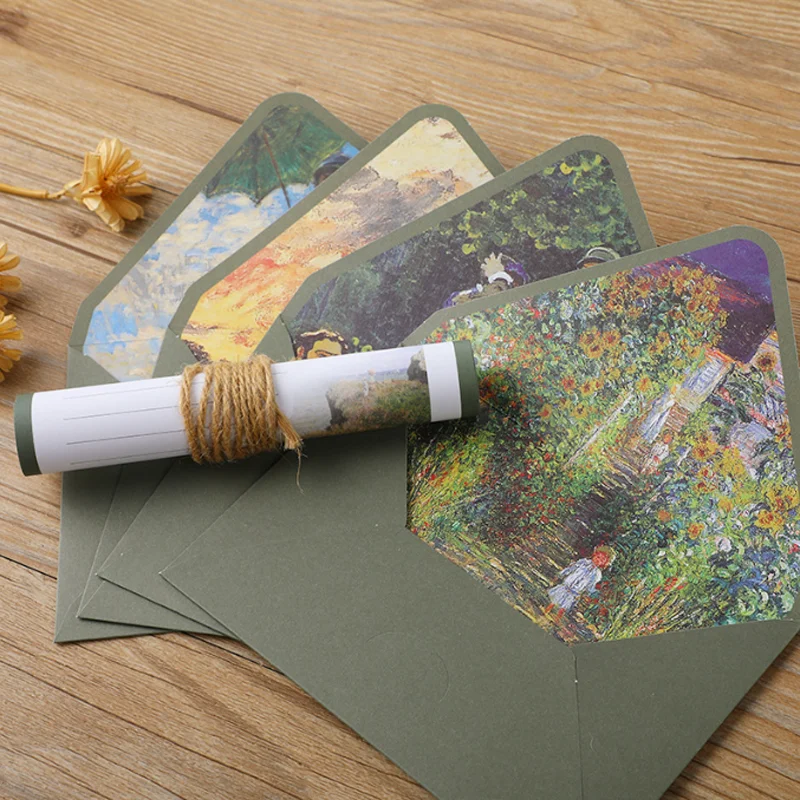 Letter Paper Set Van Gogh Monet 6 Envelope 10 Letters A5 Oil Painting Vintage Western Envelope writing paper set