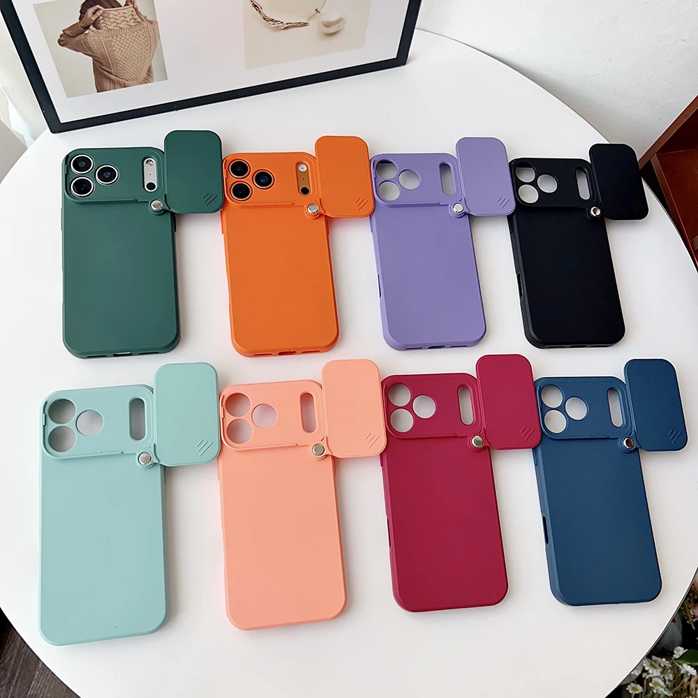 Soft Silicone Shockproof Case with Slide Camera Lens Protection and Matte Skin Feel