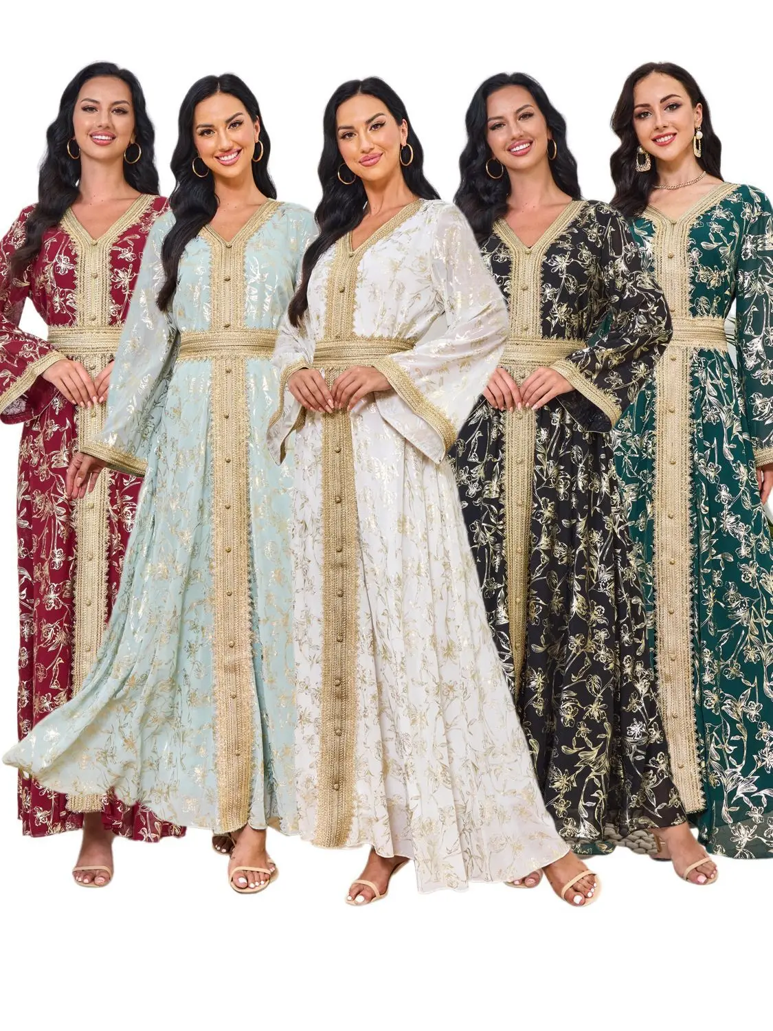 

A31 Floral hot stamping on the bottom of the dress Stylish robe