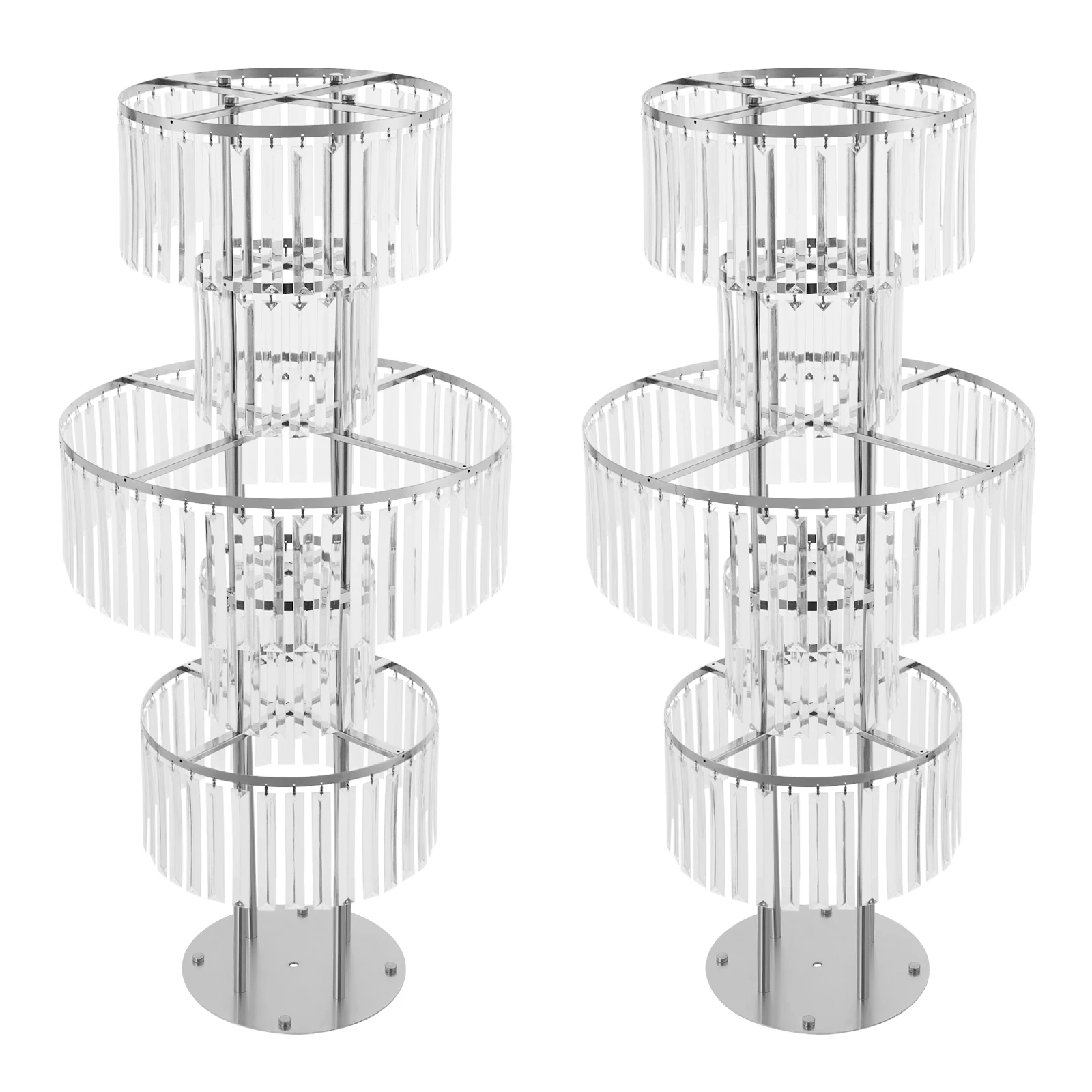 Set of 2 Modern 5-Tier Acrylic Crystal Flower Stands Gold/Silver Wedding Centerpiece Decor for Party Birthday Table Display