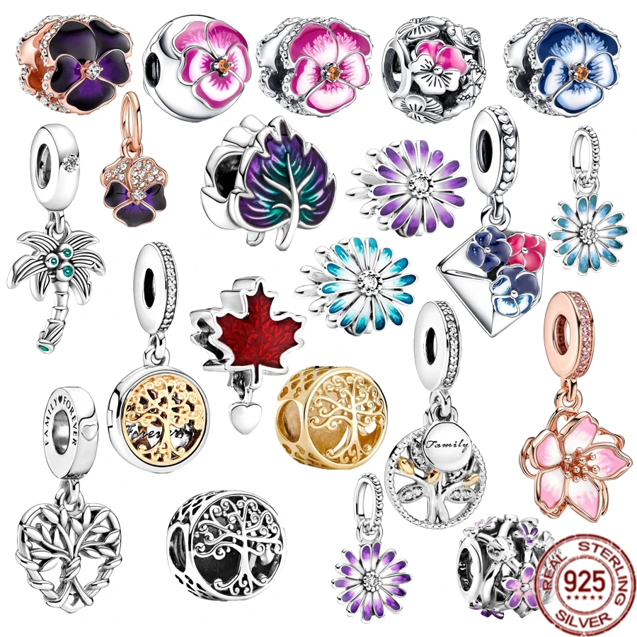 

Authentic 925 Sterling Silver Enamel Flower Series Charm Bead Fit Original Pandora Bracelet Jewelry Fashion Gift