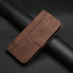 Leather Flip Wallet Case for Smartphones - Magnetic Closure, Multipurpose Design (Coffee)