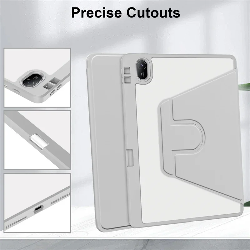 360 Rotating Acrylic iPad Mini Case with Pencil Holder, 8.3'' Cover