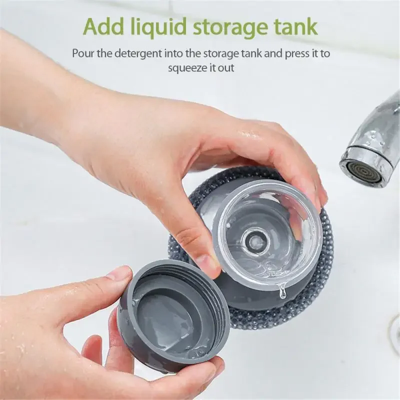 

Brush Kitchen Cleaning 2 In 1 Handle Cleaing Brush with Removable Brush Sponge Dispenser Dishwashing Brush Kitchen Tools