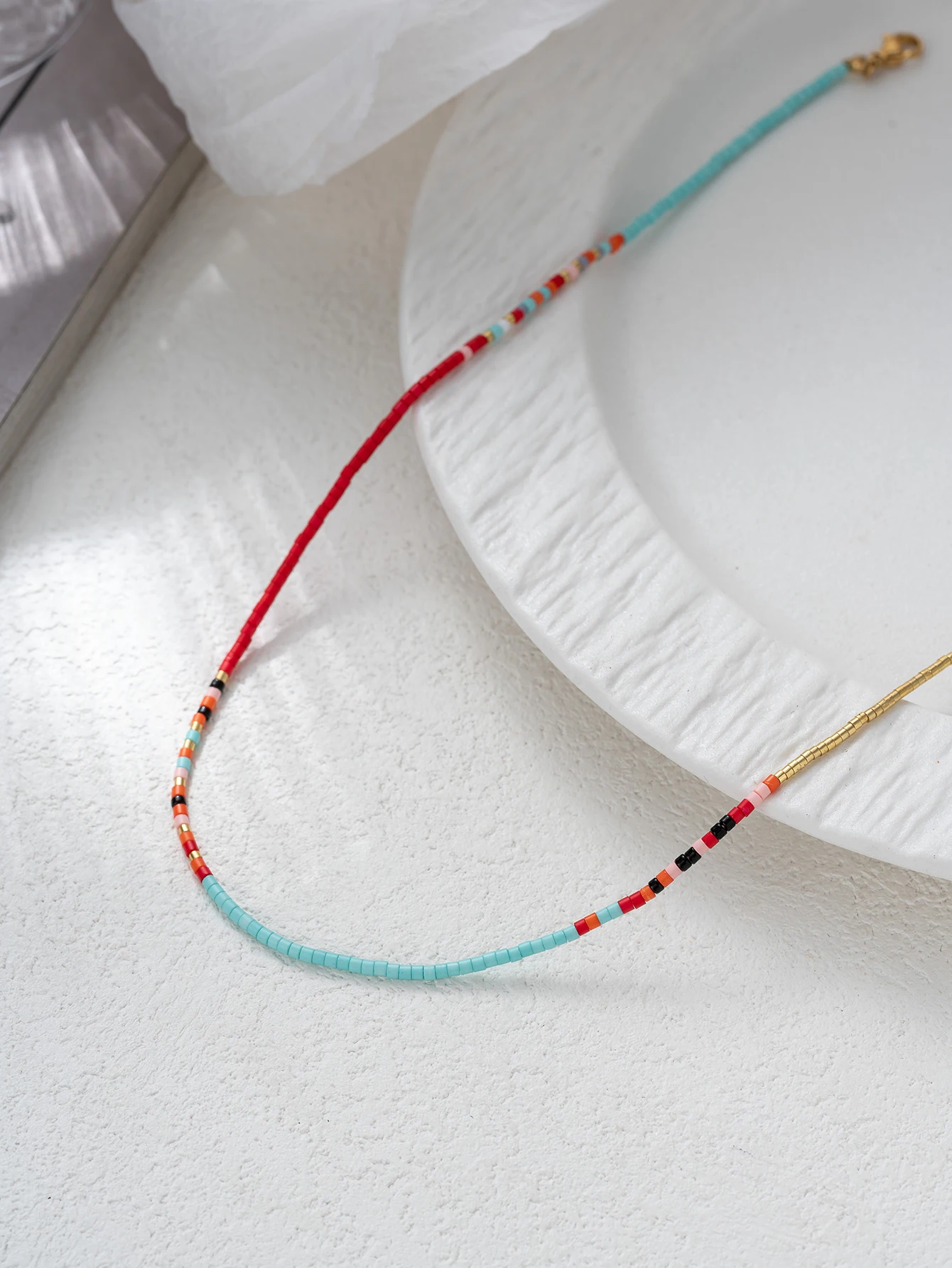 Bohemian Fashion Women's Colorful Handmade Rice Bead Beaded Necklace Party Jewelry - Image 4