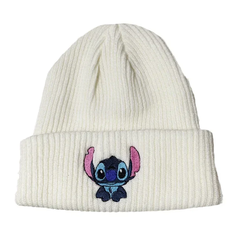 Stitch Knit Hat Cartoon Embroidered Benie Cap Cute Unisex Warm Stretchy Hats Christmas Gift for Adult Kids Outdoor Thermal Caps 6