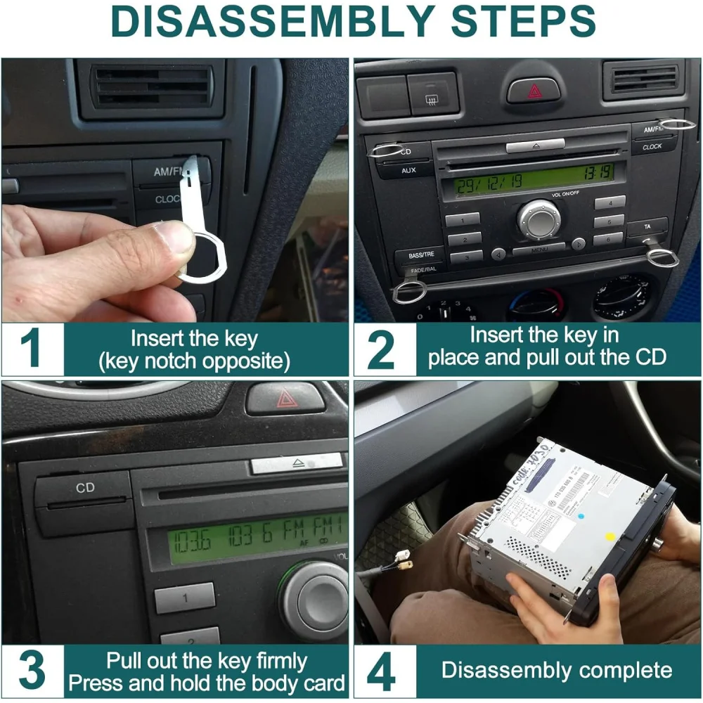 4Pcs Radio Stereo Entfernung Extractor Schlüssel Release Pin Kopf Einheit Audio Installieren Werkzeug Für Volkswagen Audi Mercedes Benz BMW Auto teile – Detail 4