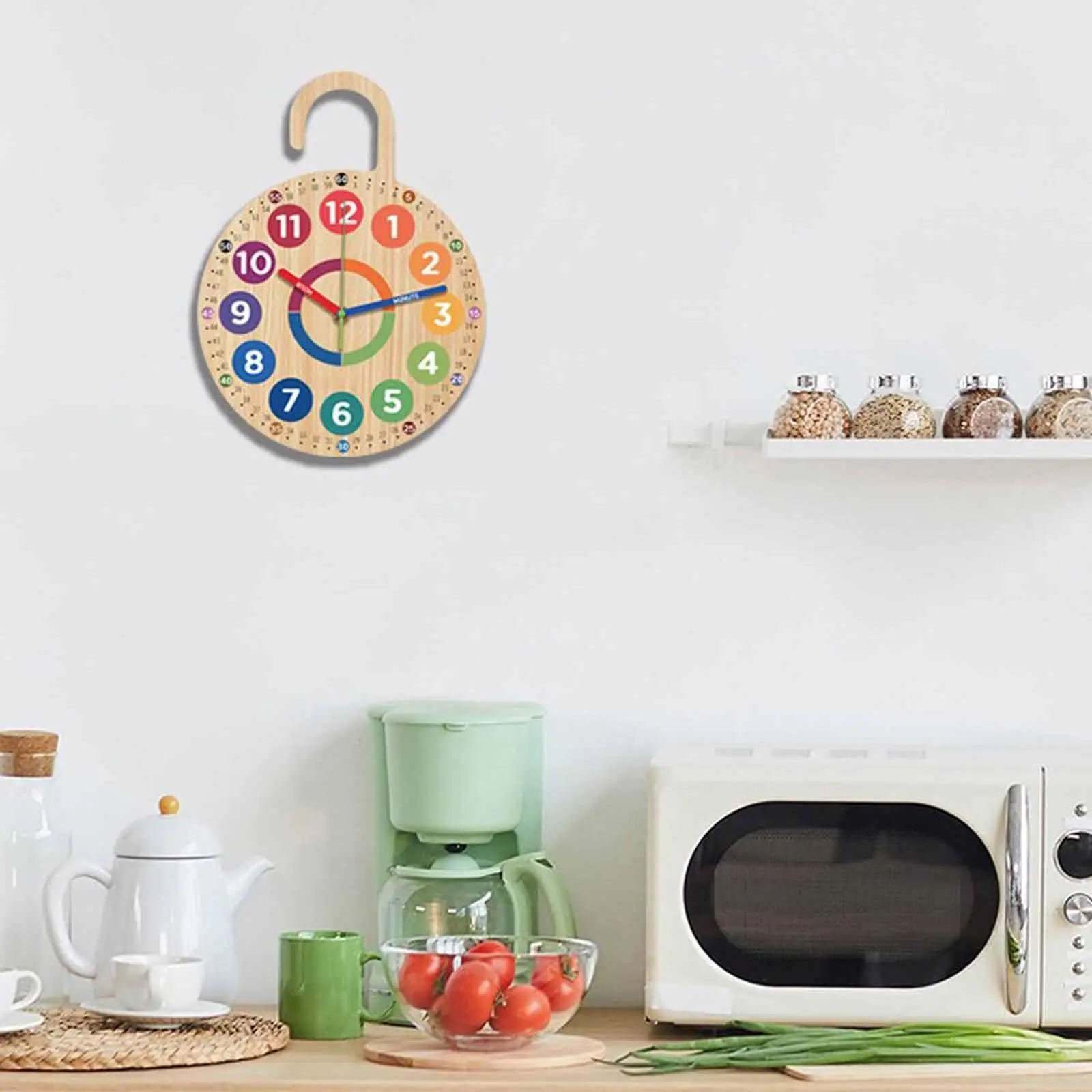 Teaching Time Clock Versatile Decor Hanging Wooden Unique Children Quiet Movement Easy to Read School Wood Clock for Kids