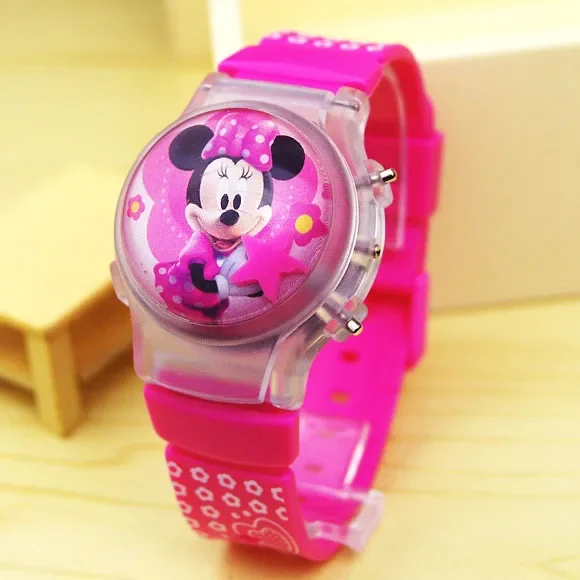 Disney Mickey Minnie Cartoon luminous children's watch Silicone strap cute flash music Watch kids clock watches birthday gifts disney mickey minnie cartoon children s watch anime figure luminous pointer digital quartz watch kids watch birthday gifts