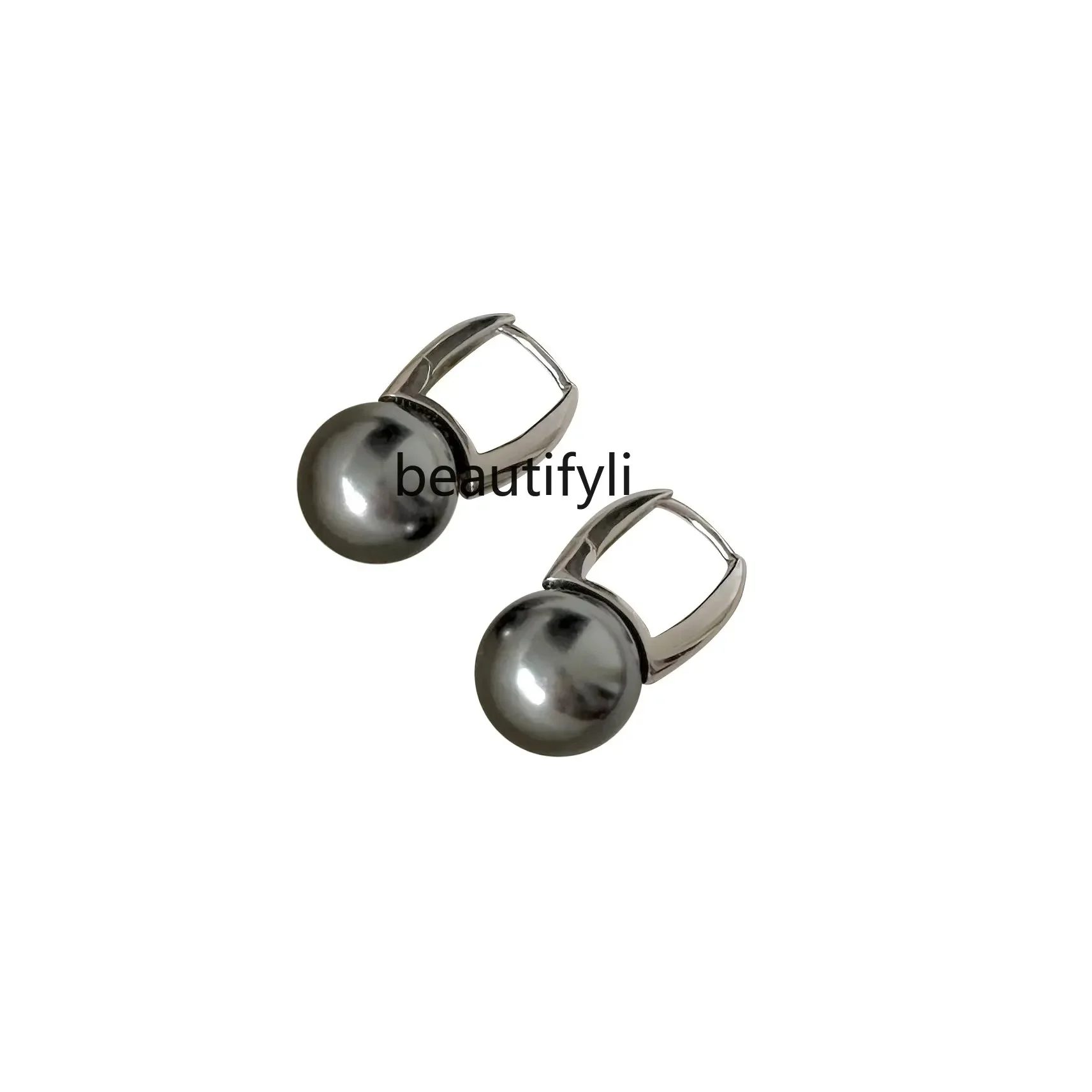

Серьги-клипсы yj из серебра пробы с жемчугом темного цвета