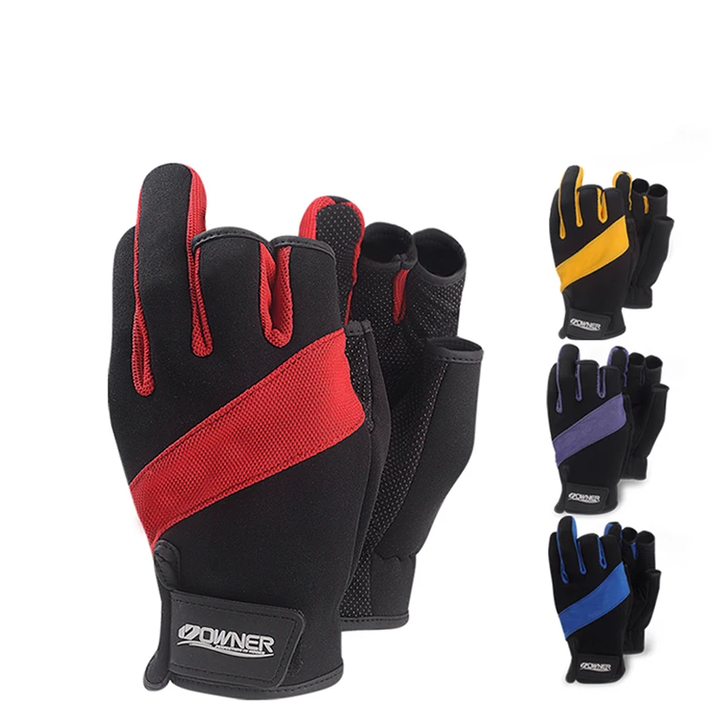 Anti-slip Fishing Gloves Anti-cut Imported sheepskin Cut three Fish Equipment UV Wear Protection Sports fishing gloves