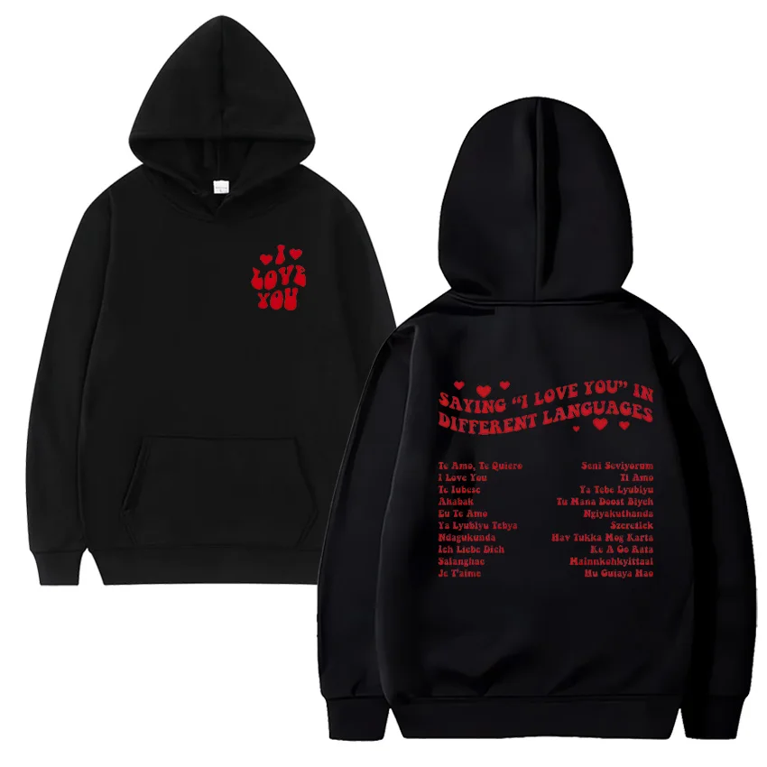 Different Languages Love print Hoodie Men Women classic Street Hip Hop Tops Loose Fleece Long sleeve Unisex pullover Sweatshirt