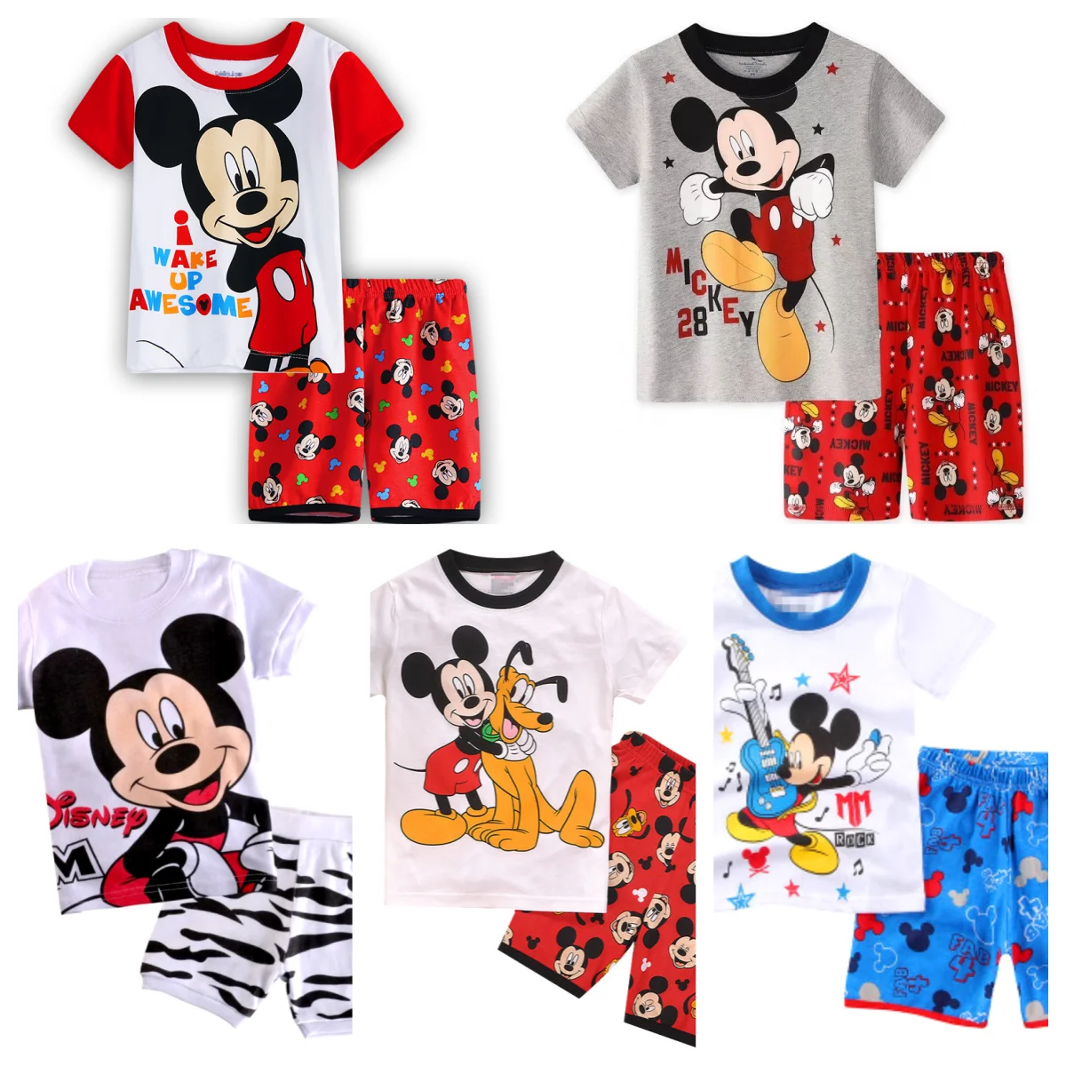 بيجامة قطنية بأكمام قصيرة للأطفال ، ملابس نوم بلوتو ميكي ، ملابس نوم ، أطقم بيجامات ، هدية الذكرى السنوية ، بدلة ساخنة