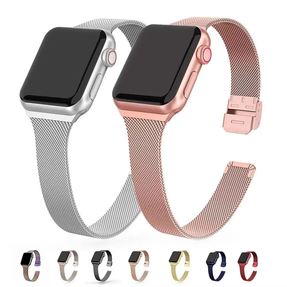 

Milanese Metal Strap For Apple Watch Band 45mm 44mm 41mm 40mm 42mm Stainless Steel Bracelet Correa iWatch Series 7 6 5 4 3 2 SE