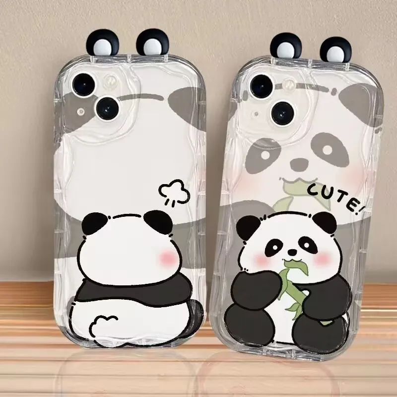 Adorable Panda Wrist Strap Phone Case - Stylish and Functional Protective Cover