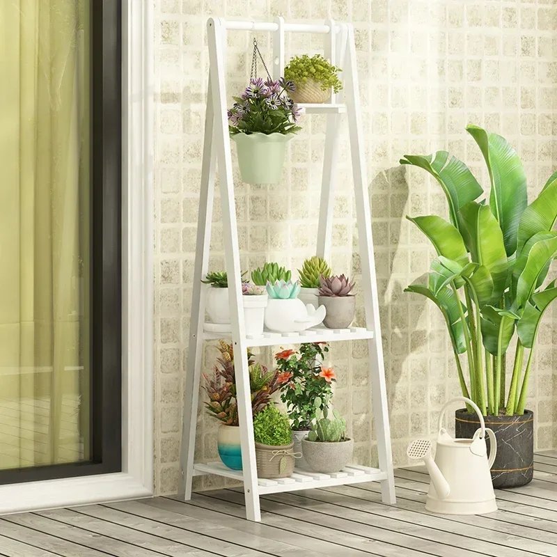 Wooden Flowers Plant Stand Indoor Patio Window Nordic Plant Stand Bedroom Adjustable Estanterias Para Plantas Balcony Furniture