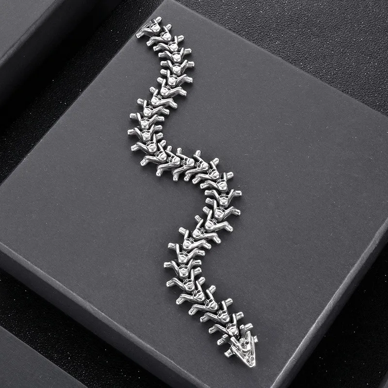 HaoYi Skull Stainless Steel Charm Bracelet for Men Punk Style Link Chain Boyfriend For Valentine's Day Gift Jewelry