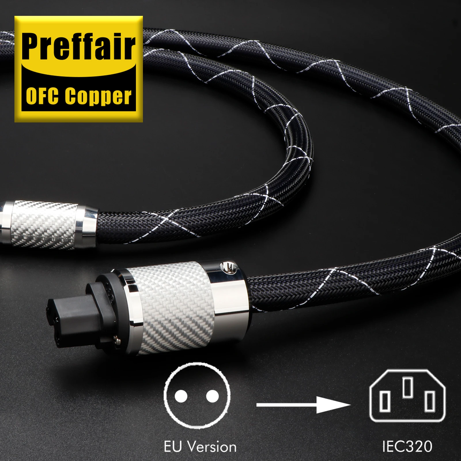 하이파이 전원 케이블 OCC 은도금 FI-E50 FI-50 (R) 플러그 카본 파이버 로듐 도금 EU/US C15 플러그 오디오 전원 코드