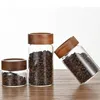 High Borosilicate Glass With Lids Storage Tank Acacia Wood Miscellaneous Grain Sealed Can Storage Pots Split Bottle Spice Jars 5