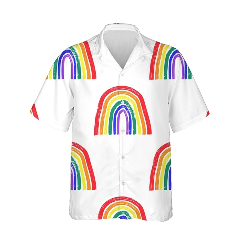 thumbnail image 1 of Camisetas con estampado 3D de la bandera del arcoíris LGBT para hombres y mujeres, camisetas de manga corta con solapa y personalidad a la moda, camisetas con botones para hombres, 1 of 5