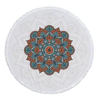 New Indian Mandala Round Beach Towel Microfiber Water Absorbent Bath Towels Bohemian Printed Tapestry with Tassel 2