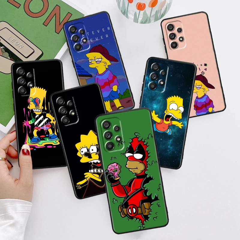 

Anime Simpsons Lisa Bart For Samsung A53 A52 A33 A32 A51 A71 A21S A13 A73 A50 A22 A23 A03 A72 A54 A12 5G Black Phone Case