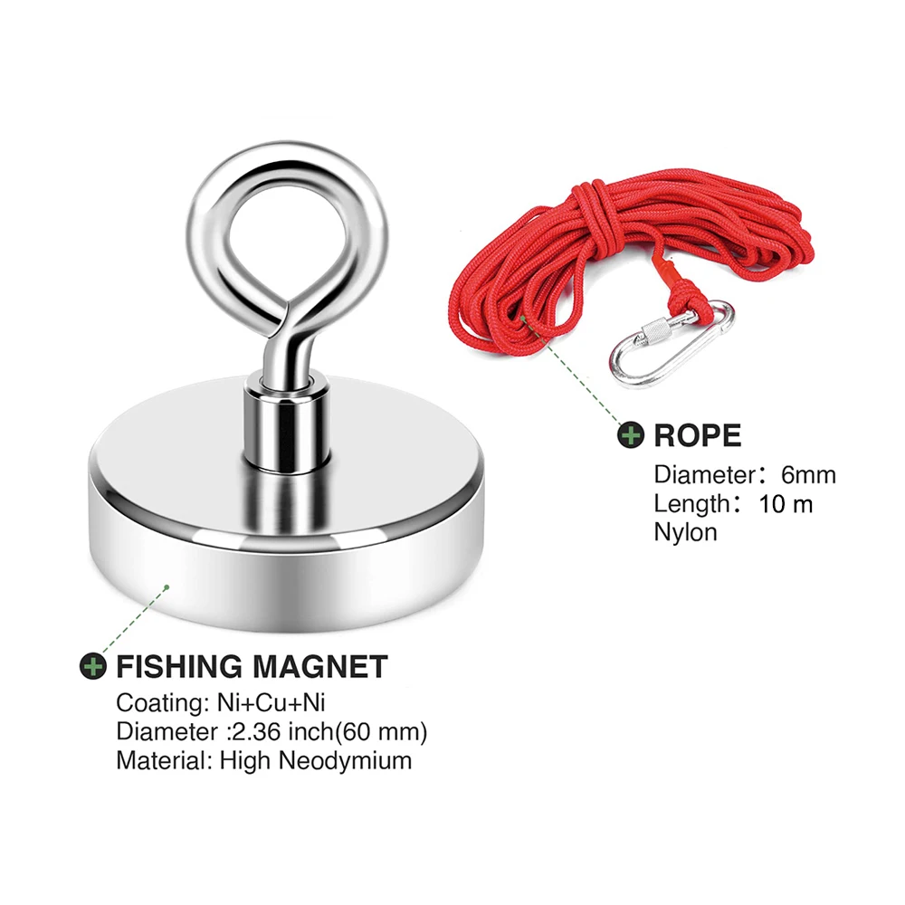 Super Strong Magnets Neodymium Magnets Fishing Magnet Hooks Kit Heavy Duty Rare Earth Magnet Salvage Magnetic Hook Searcher