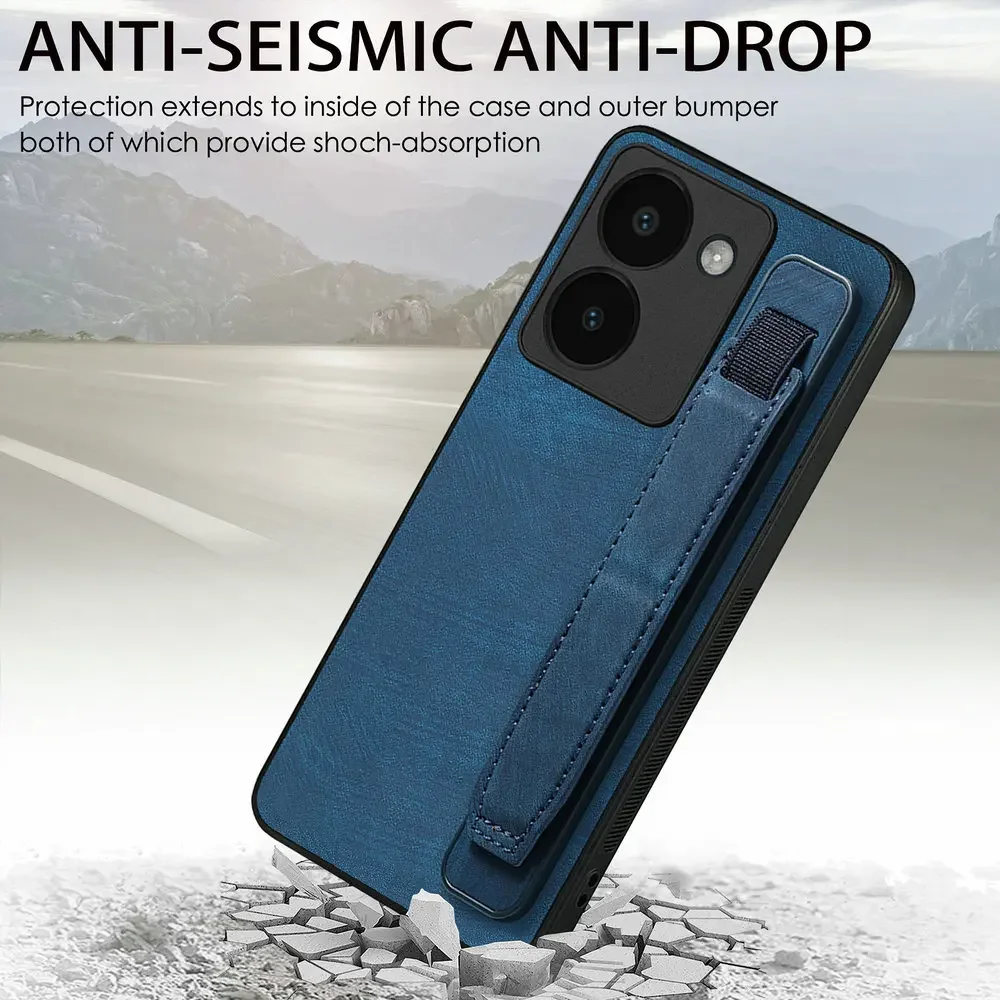 Luxury Leather 360° Protective Case with Wrist Strap & Lens Protection