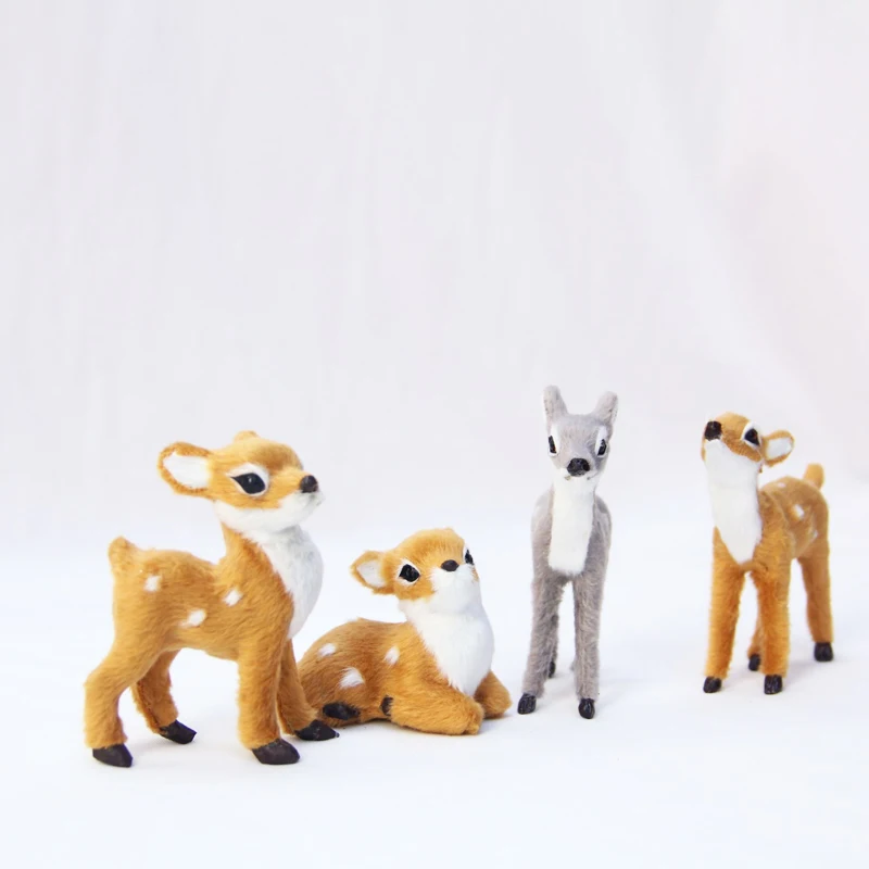 Simulation Small Deer Christmas Sika Deer Ornaments Fairy Garden Miniatures Animal Model Figurine Xmas New Year Party Kids Gifts 2
