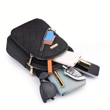 حقائب كتف أنيقة مبطنة عبر الجسم للنساء كاجوال من النايلون مع مساحة تخزين متعددة الطبقات للسفر والتنقل وركوب الدراجات 5